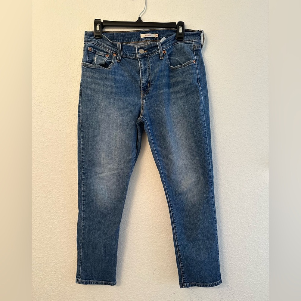 Levi's Boyfriend Jeans Womens Size 30 Mid Rise Medium Wash Denim Stretch Blue